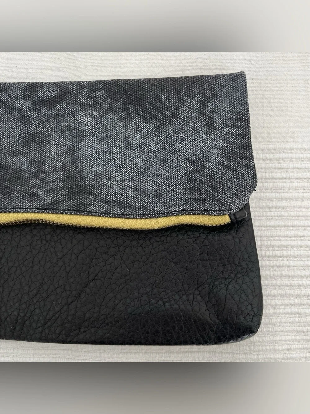 NWT Pistil Oregon Foldover Clutch Purse Black Leather Sustainable Minimalist